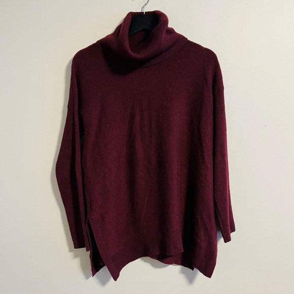 Ever New Wine Coloured Loose Fit Wool Turtleneck Sweater, Size S - Picture 2 of 12